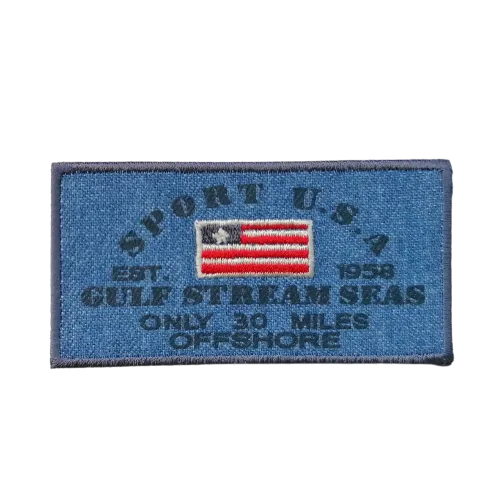 Jeans applicatie - sport USA met vlag - 8 x 5 cm