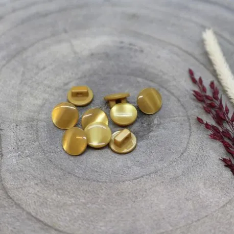 Mosterd glanzende knoopjes met één oogje 10 mm  - Swing Buttons Mustard - Atelier Brunette