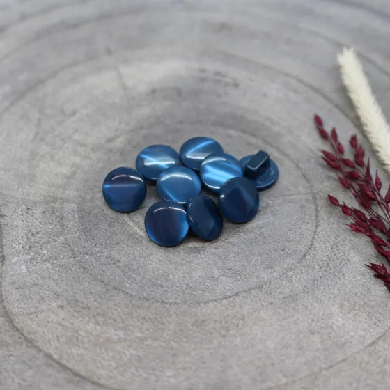 Donkerblauwe glanzende knoopjes met één oogje 10 mm  - Swing Buttons River - Atelier Brunette