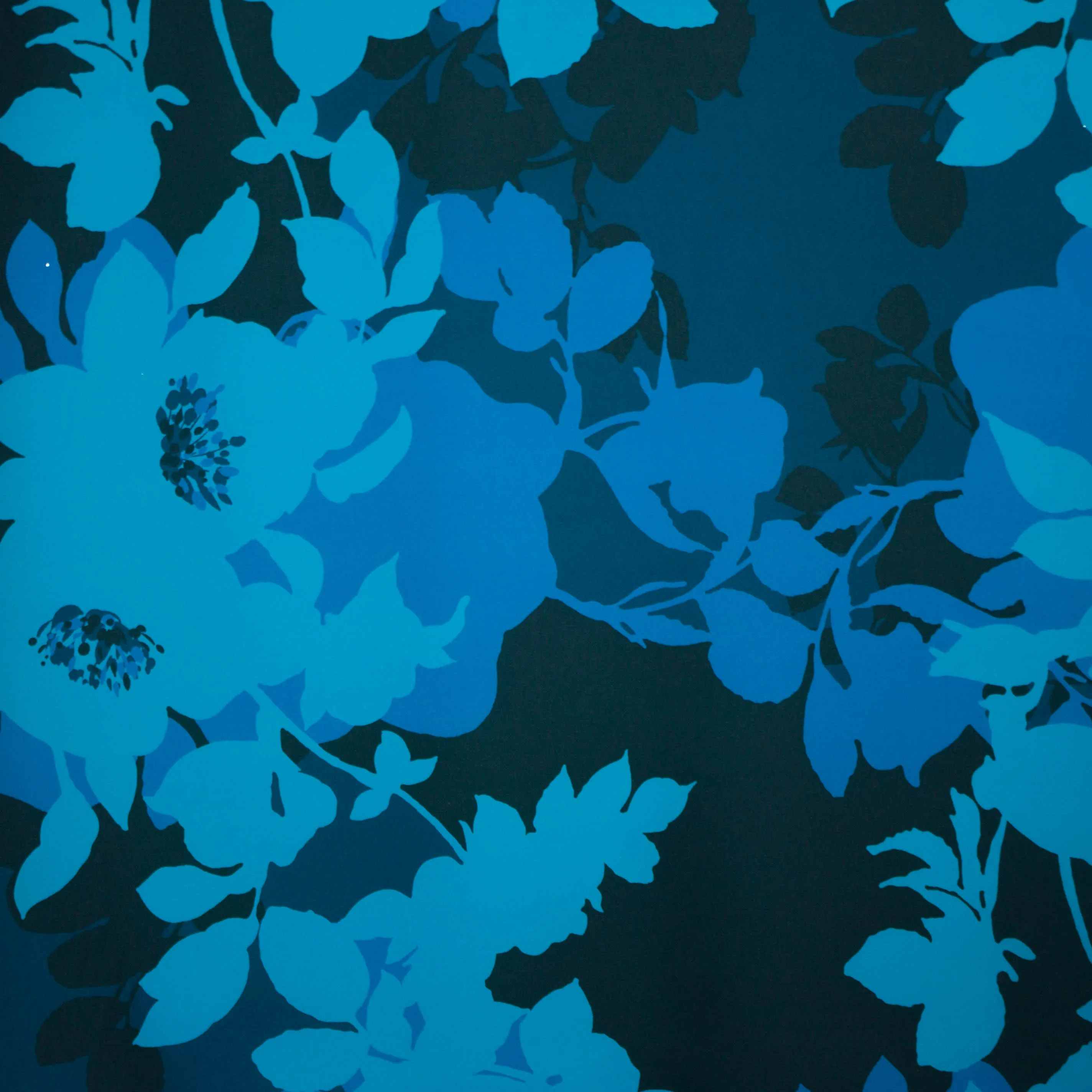 Polyester crêpe blauw met bloemenprint - Lorré