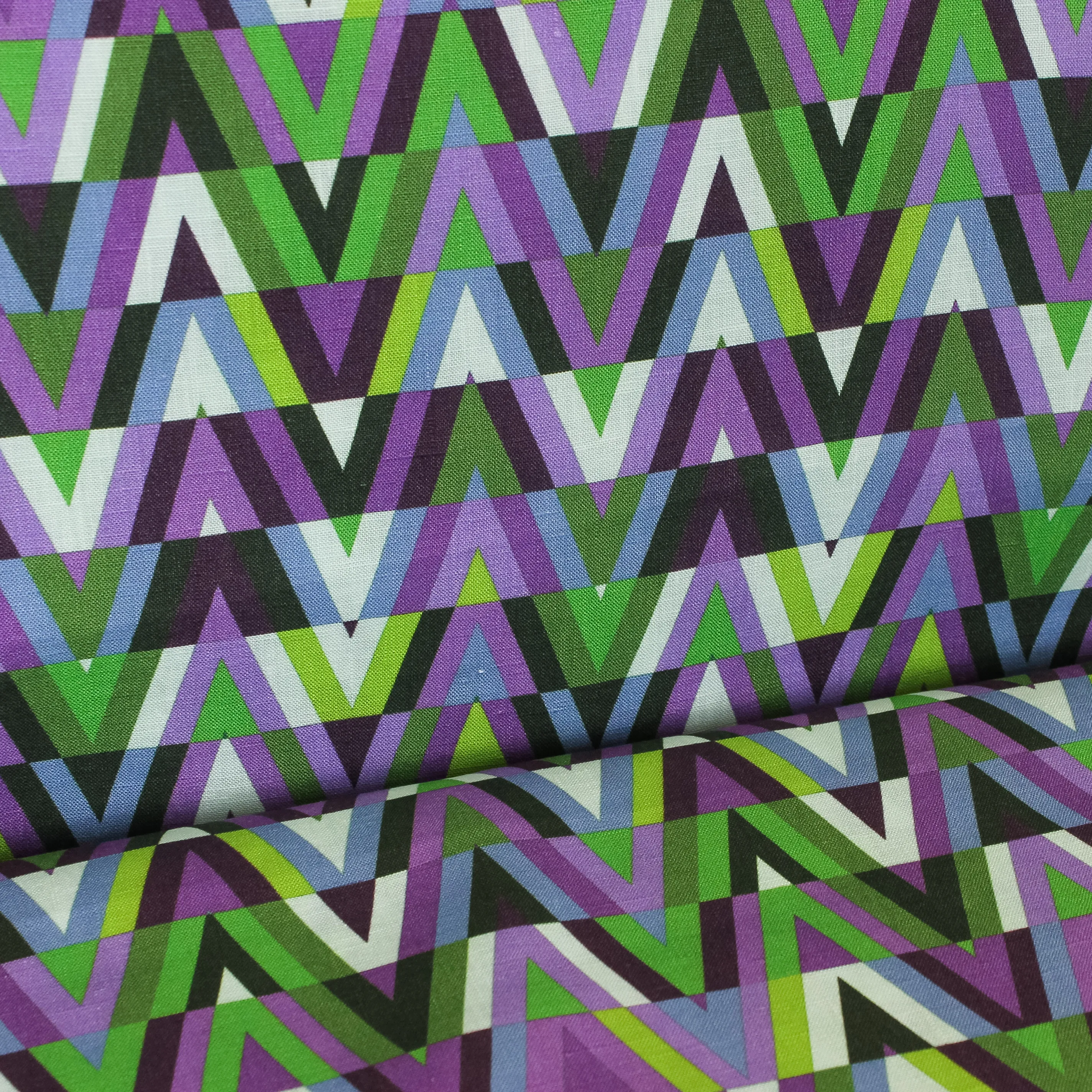 Linnen met geometrische print - paars/groen - Alta Moda