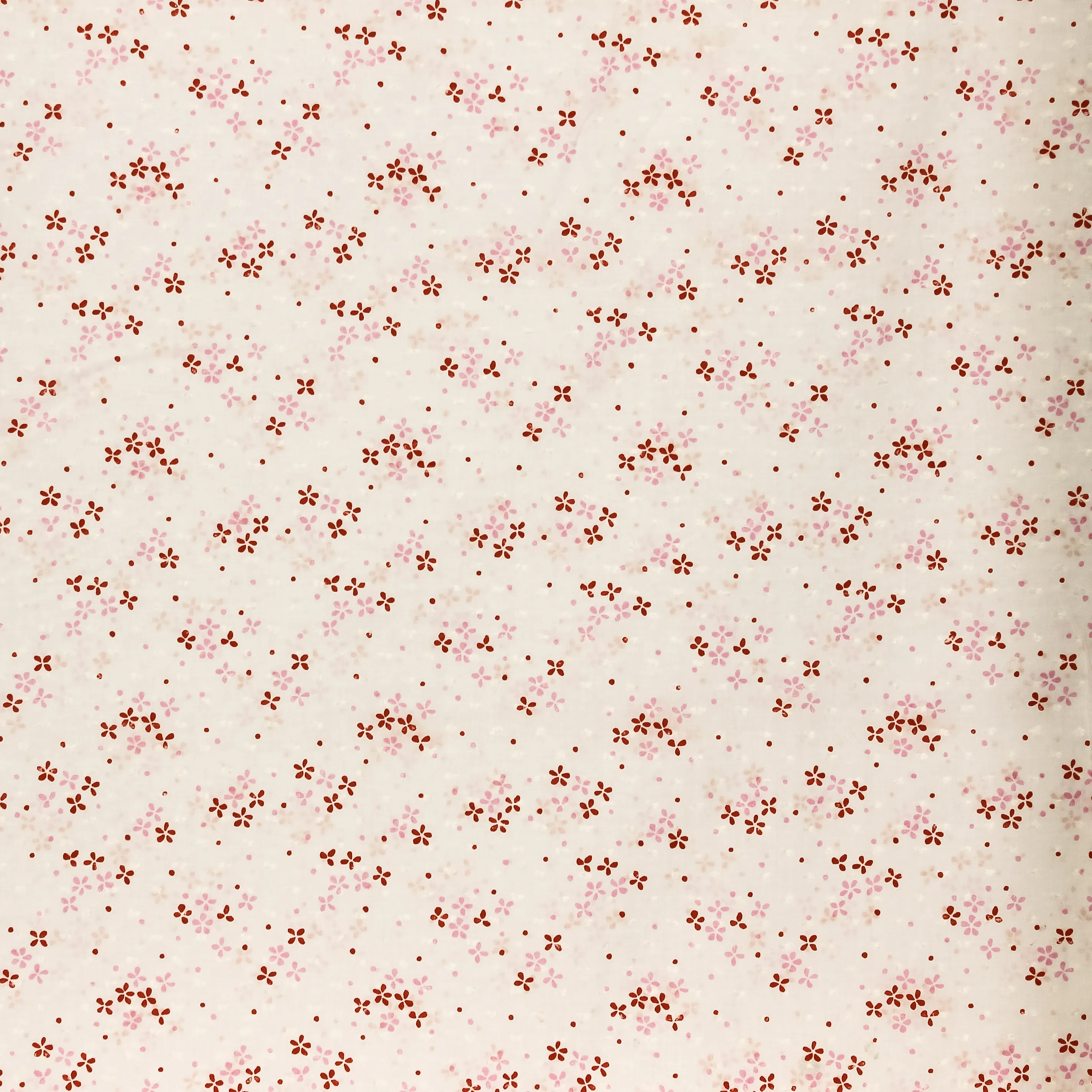 Katoen polyester wit met kleine bloemetjes en opliggende nopjes
