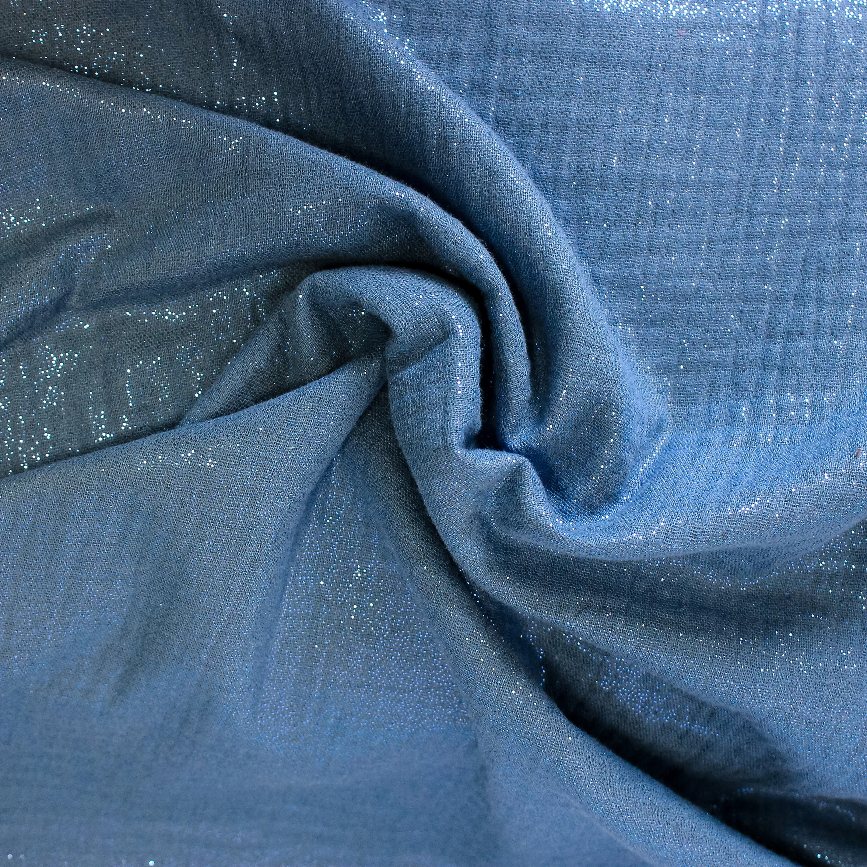 Double gauze blauw glinsterend - Poppy