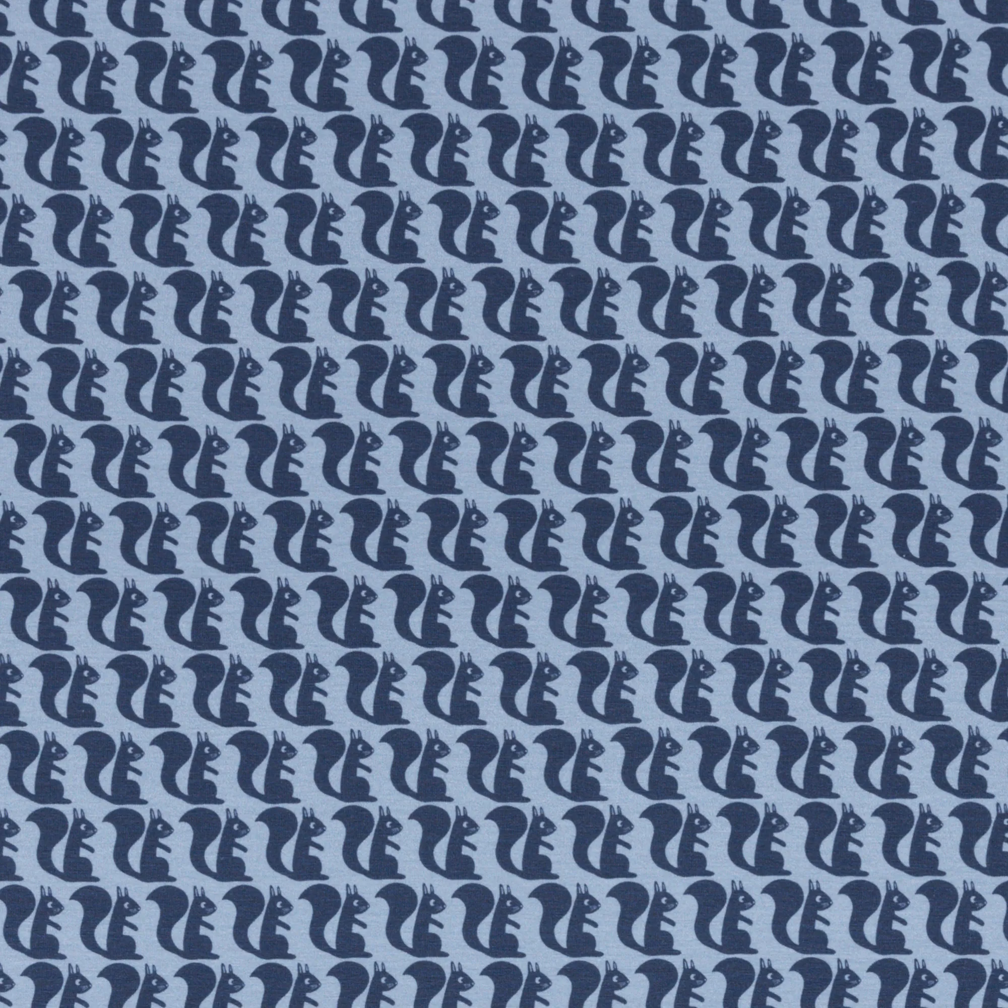 Blauwe tricot met eekhoorns