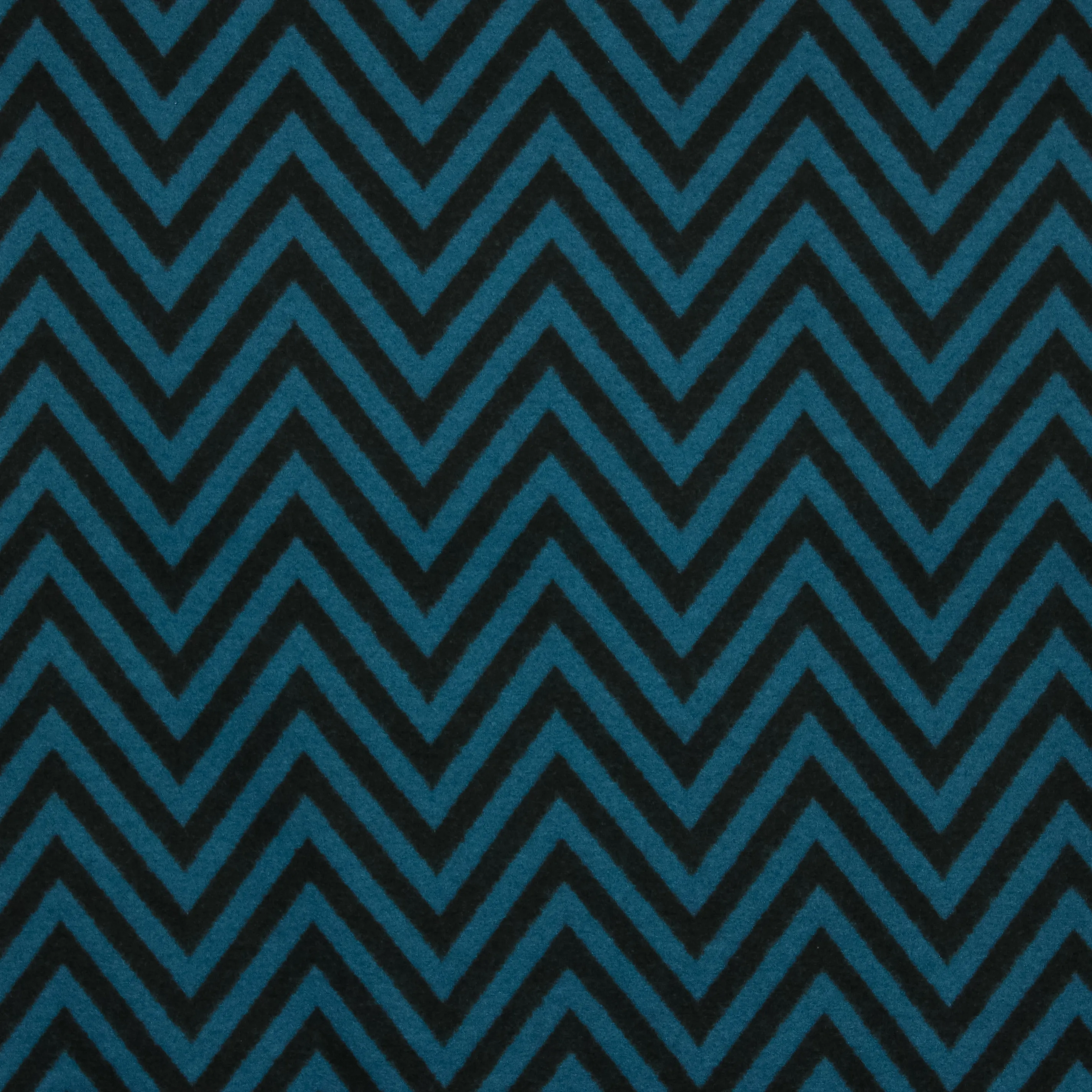 Polyester tricot blauw / zwart chevron patroon  - zachte voorzijde