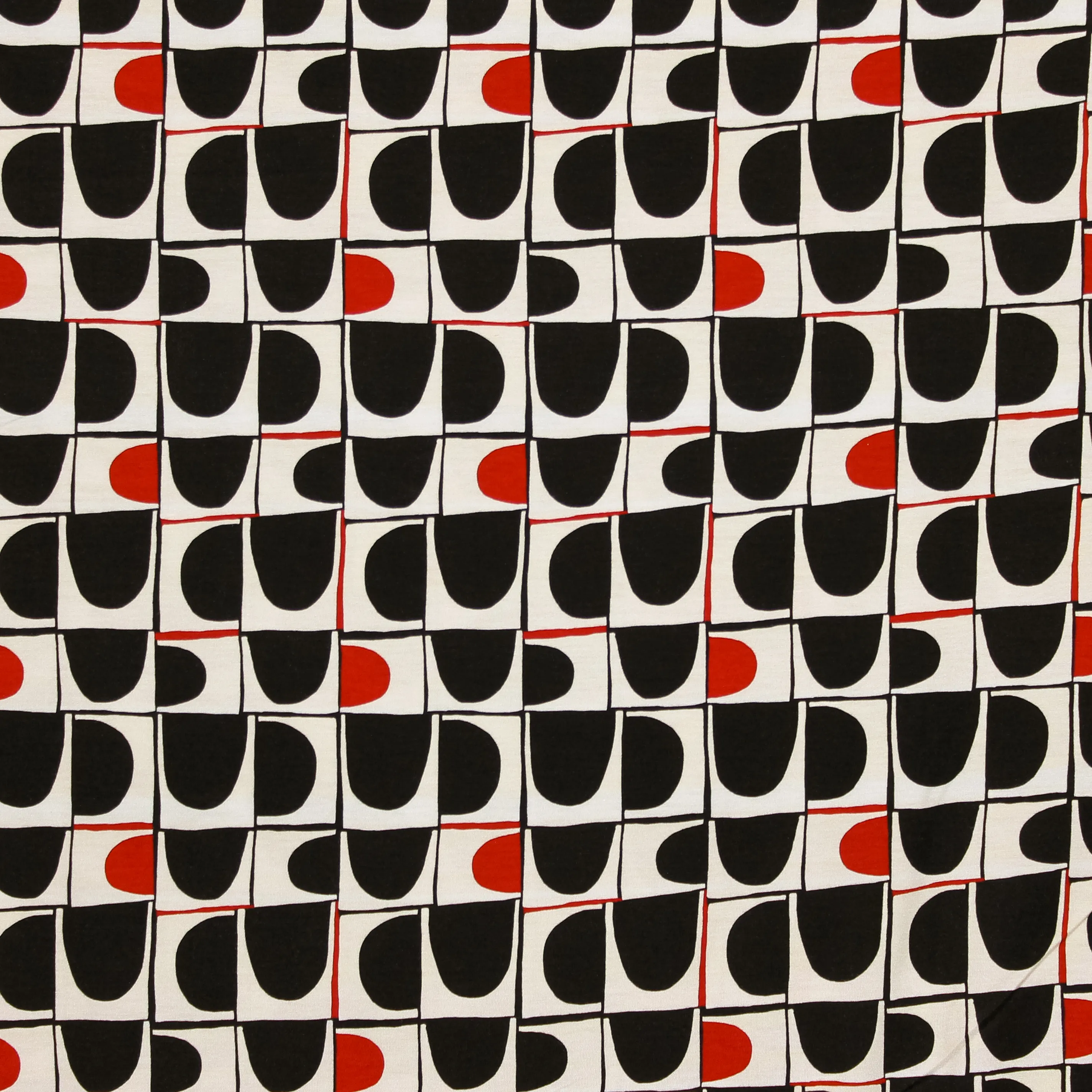 Viscose tricot wit met abstract patroon