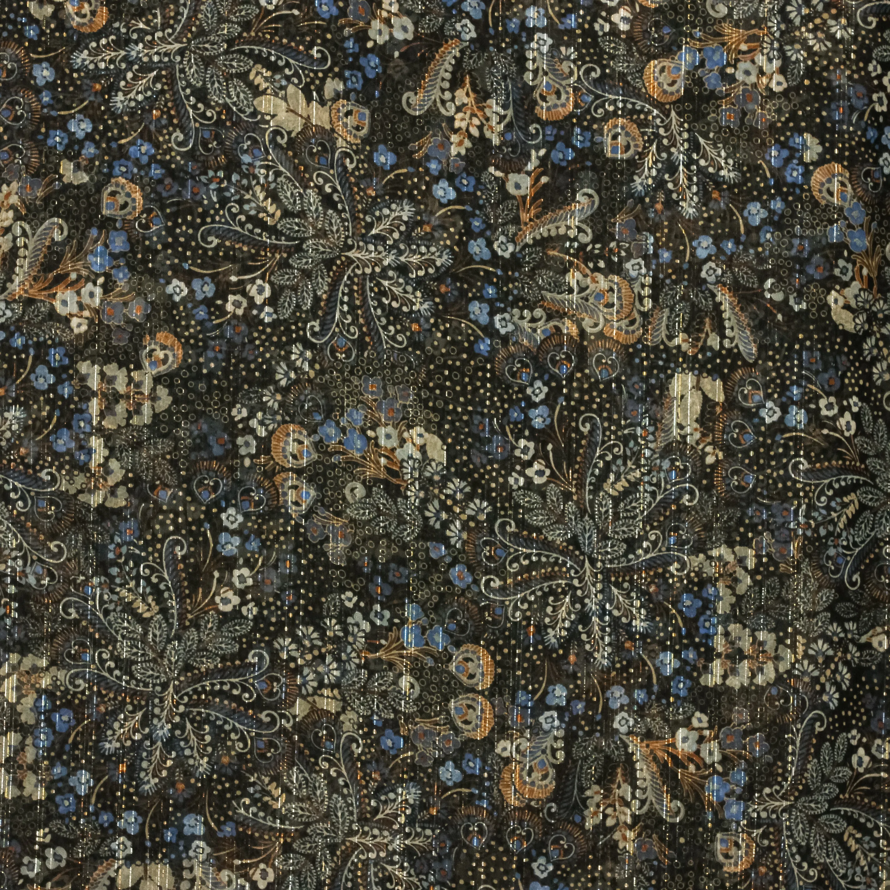 Polyester zwart met bloemenpatroon