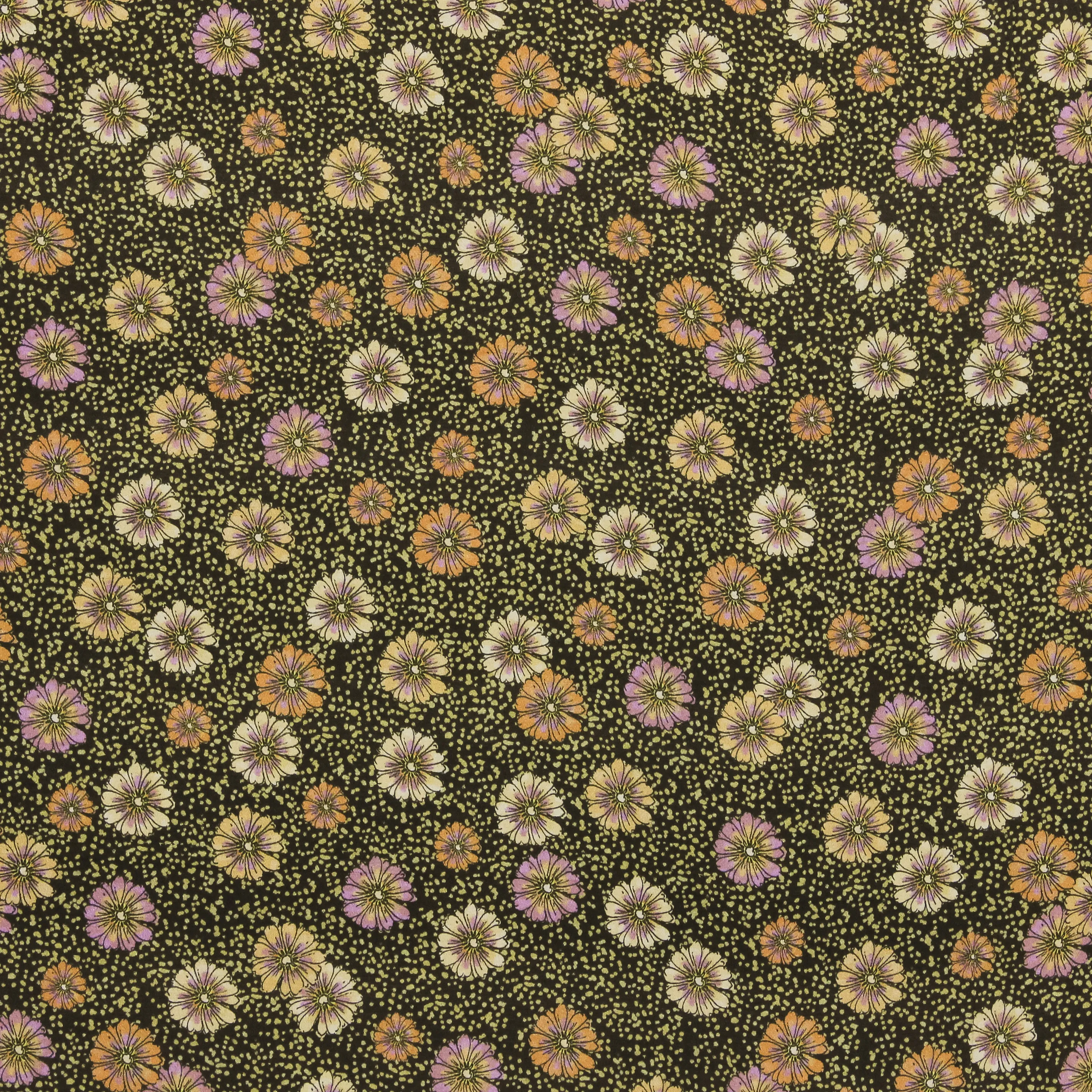 Viscose zwart met bolletjes en bloemetjes