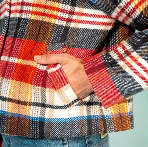 Mantelstof kleurrijke ruiten in katoen / polyester mengeling - La Maison Victor