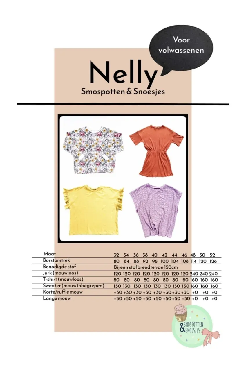 Patroon jurk, T-shirt of sweater voor volwassenen - 'Nelly' - Smospotten & Snoesjes
