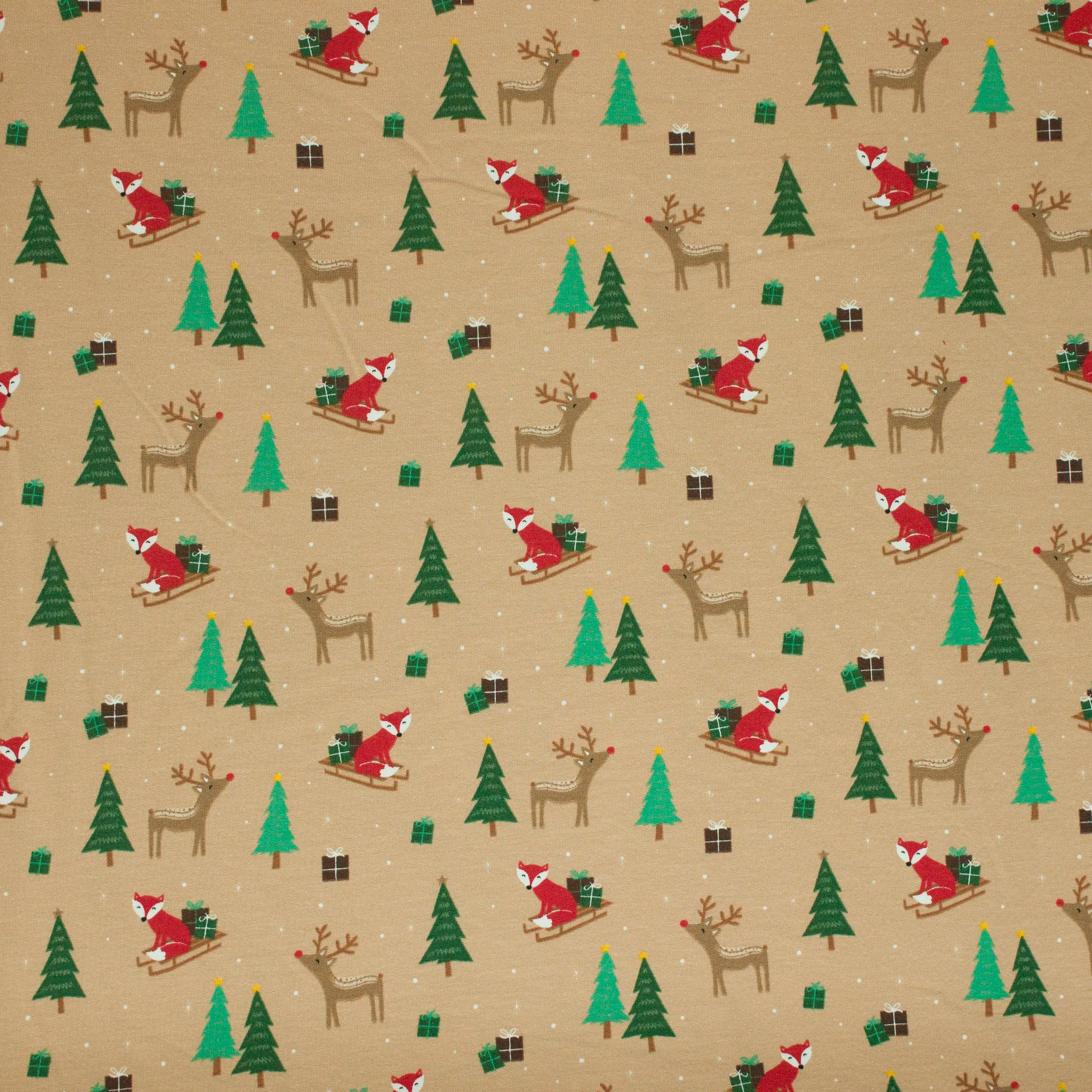 Gebrusht sweater beige met dieren kerst print