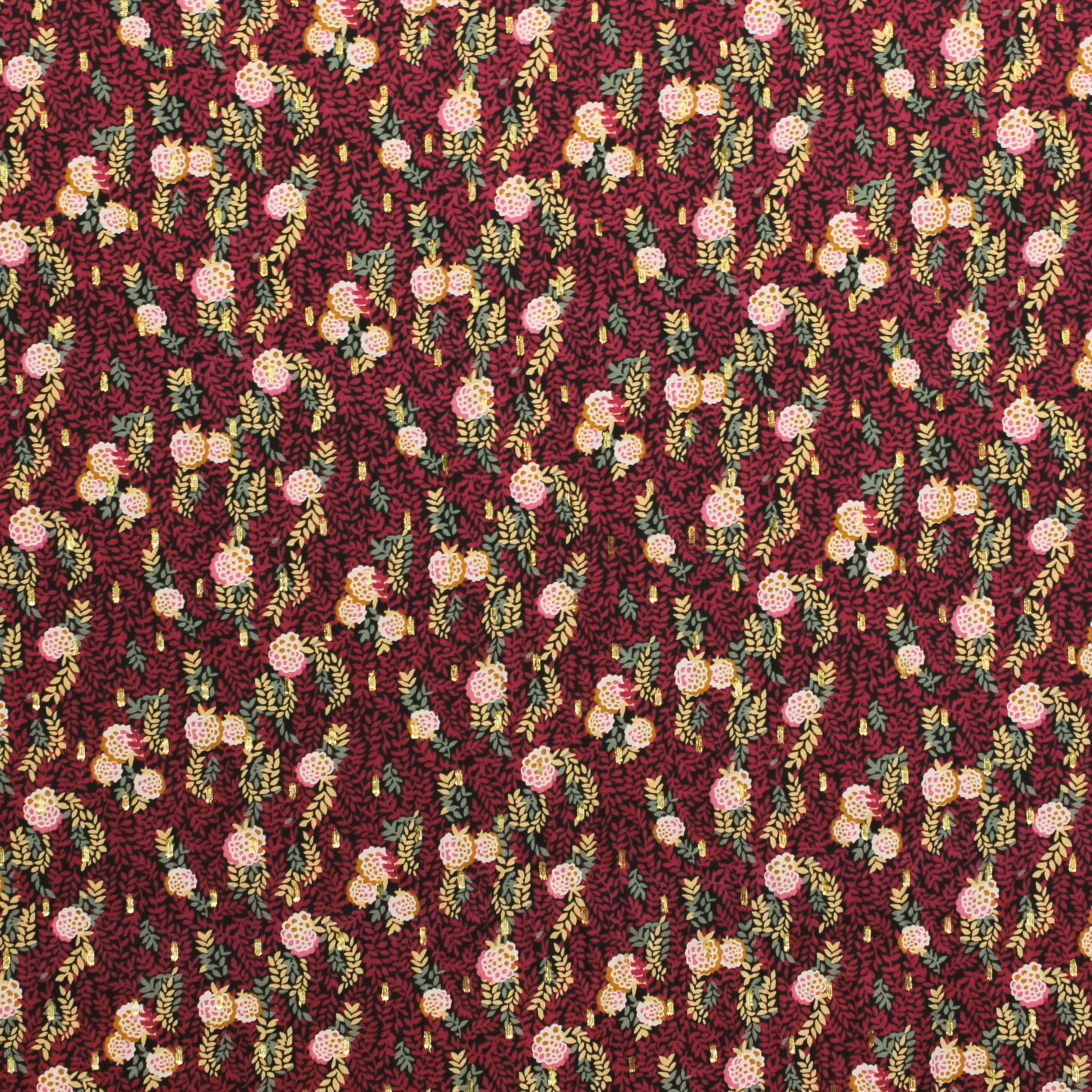 Viscose met bloemen en gouden streepjes - Burda