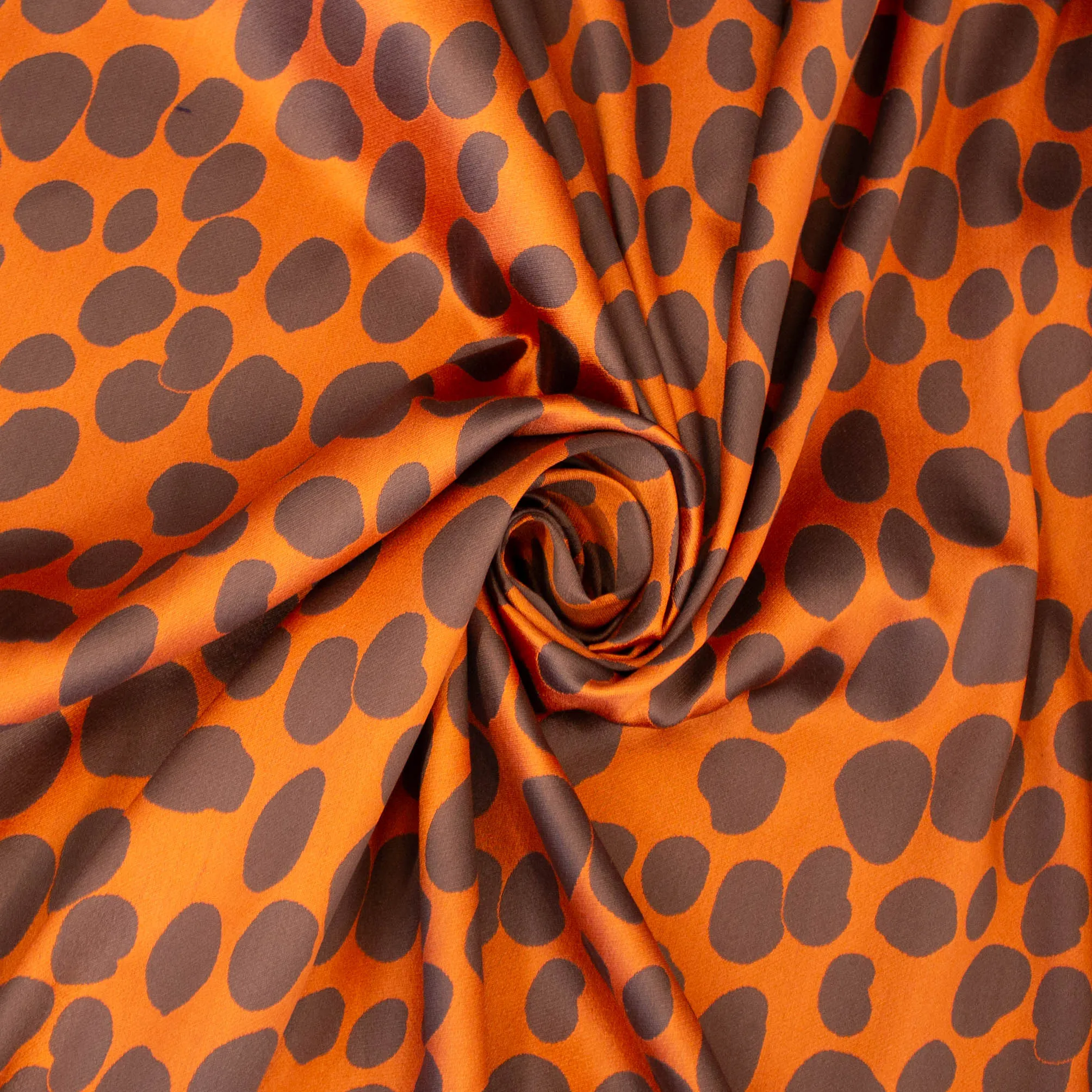 Dubbelzijdige zijde jacquard oranje met bollen - Lorré