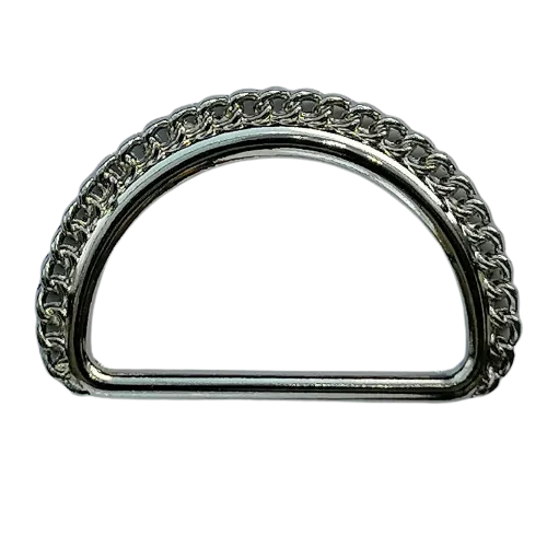 D ring met kettingrand - zilver - 25 mm