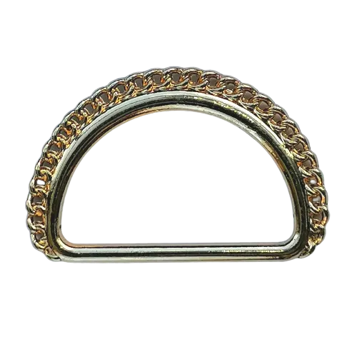 D ring met kettingrand - goud - 25 mm