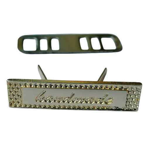 Metalen label 'Handmade' - 42 mm - goud