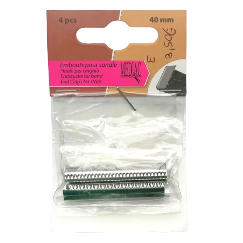 Eindstuk voor tassenband zilver - 4 stuks - 40 mm (platte nietjes)