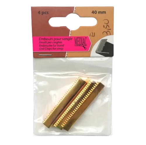 Eindstuk voor tassenband goud - 4 stuks - 40 mm (platte nietjes)