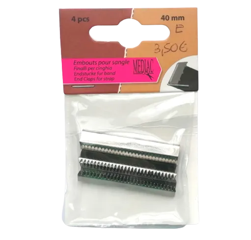 Eindstuk voor tassenband gunmetal - 4 stuks - 40 mm (platte nietjes)
