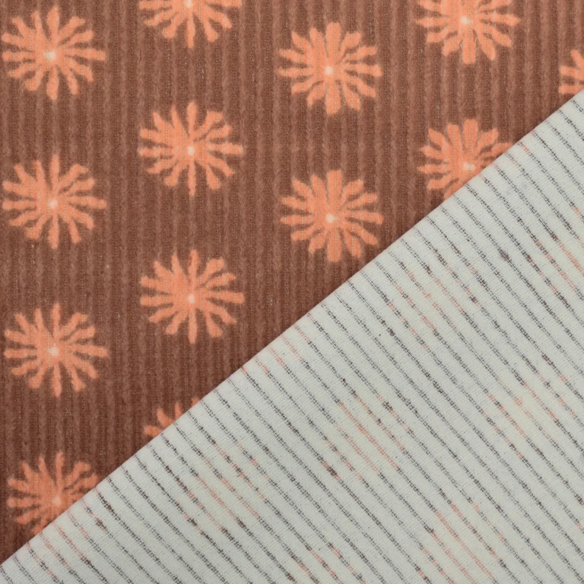 Corduroy ribfluweel bruin met bloemen - Poppy