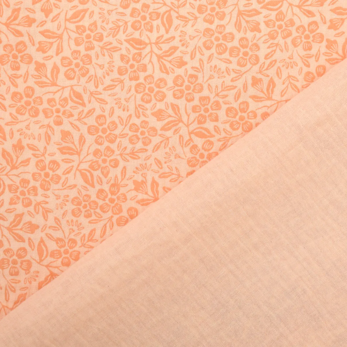Double gauze zalmroze met bloemen - Poppy