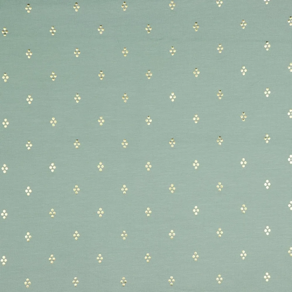 Tricot groenblauw met gouden foil stippen - Poppy