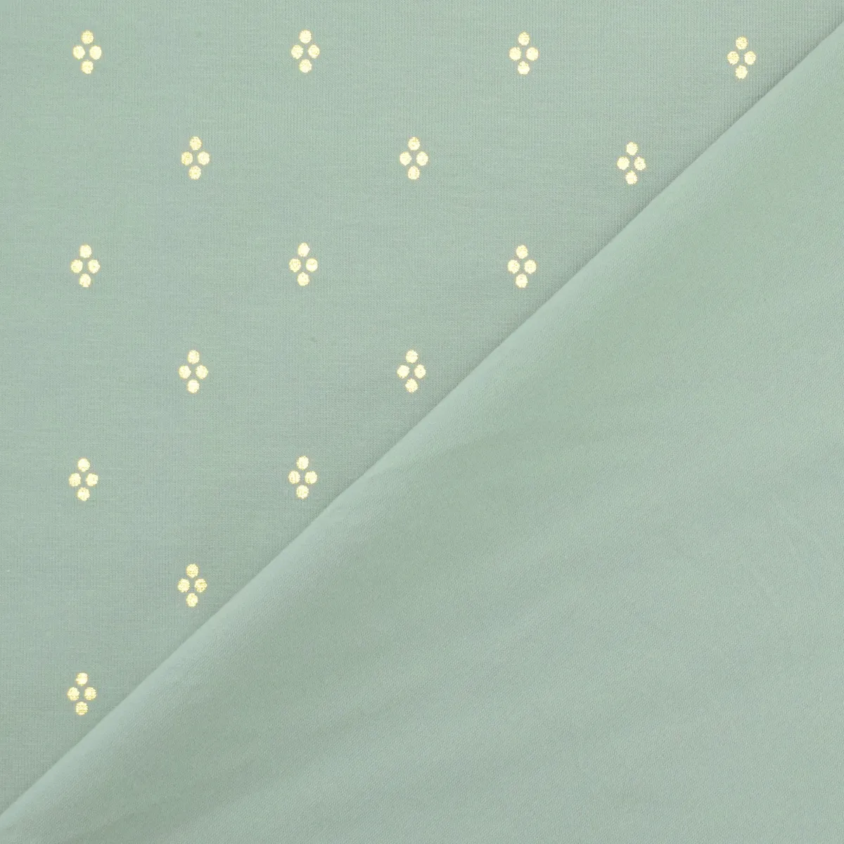 Tricot groenblauw met gouden foil stippen - Poppy