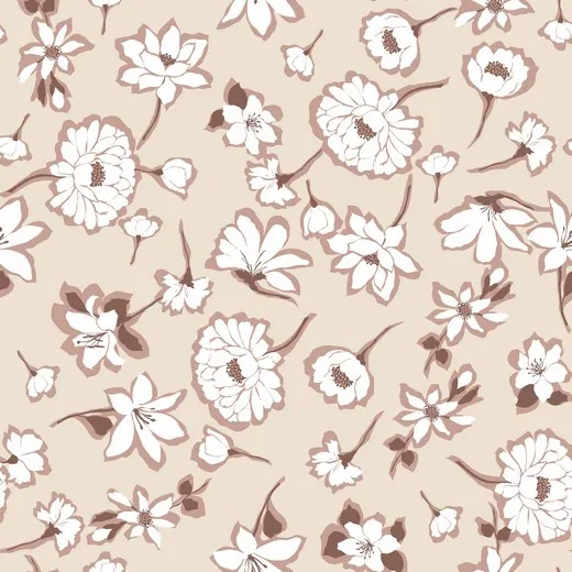 Linnen beige met bloemen - Poppy