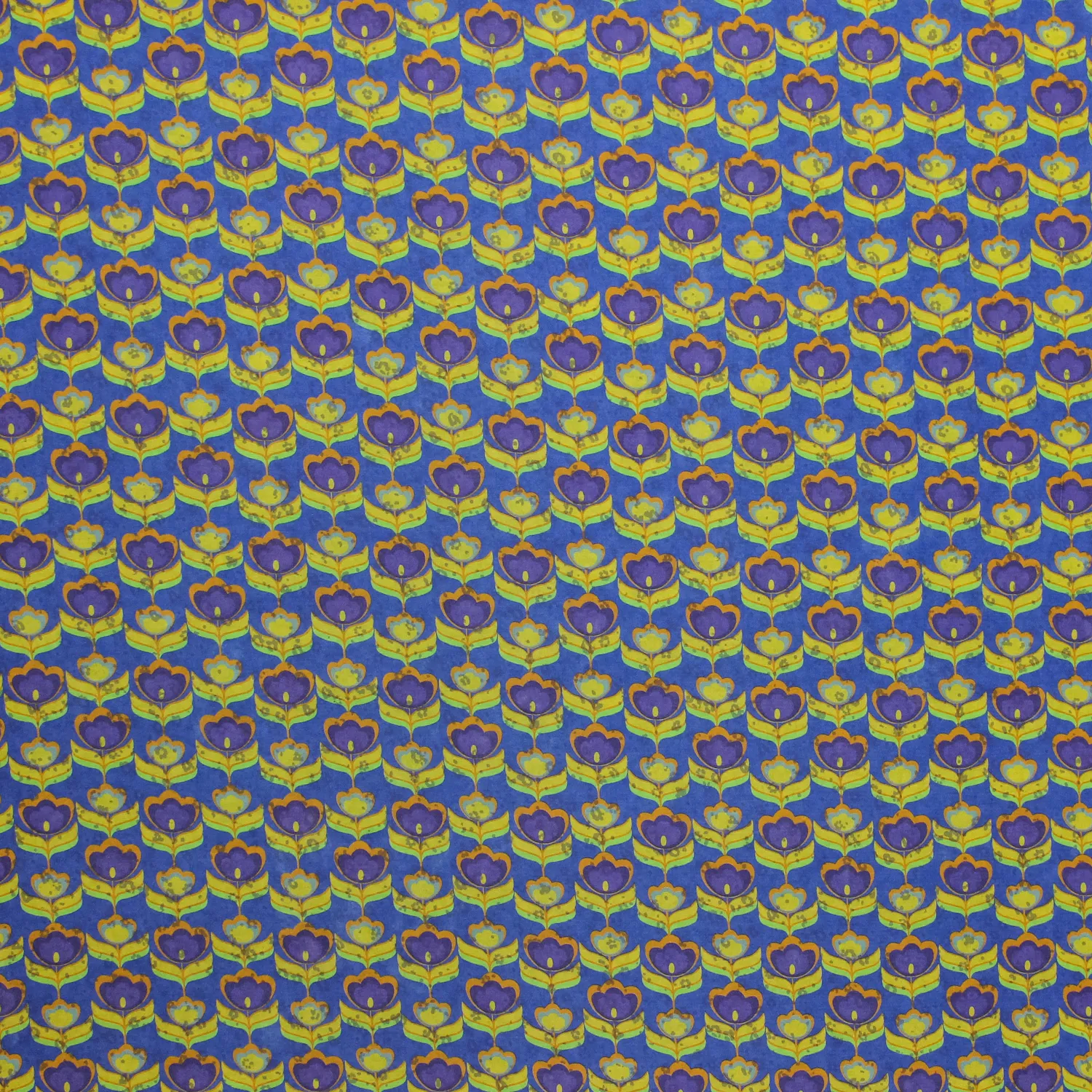 Viscose crêpe blauw met bloemen