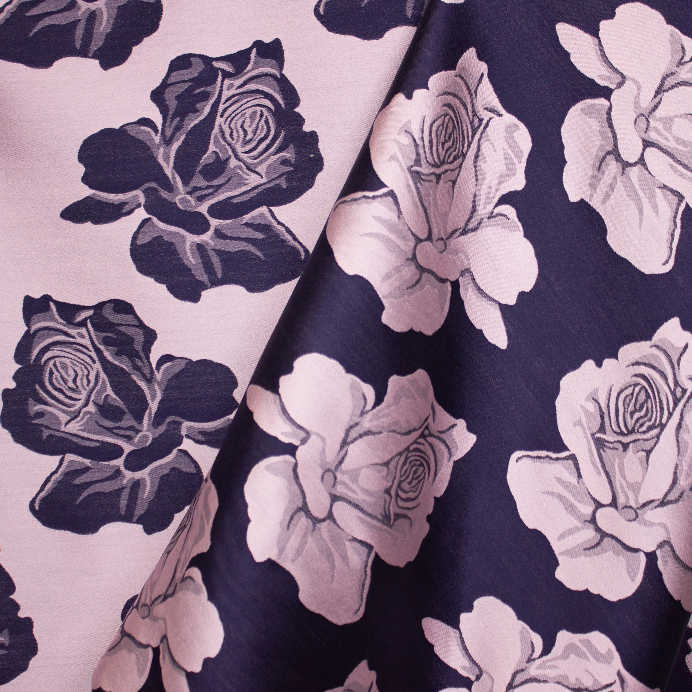 Jacquard zijde lila/paars met bloemen - Lorré