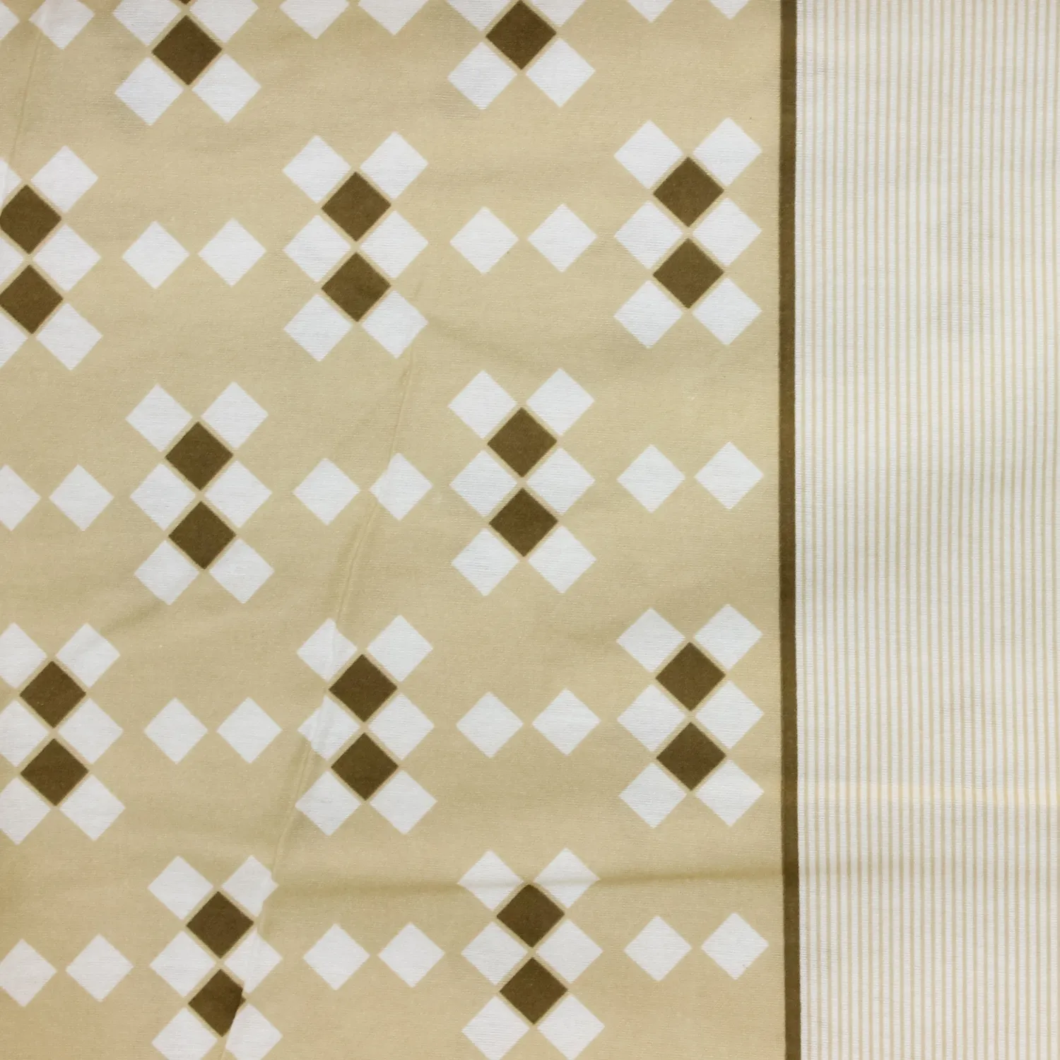 Lakenstof flanel beige met vierkant motief
