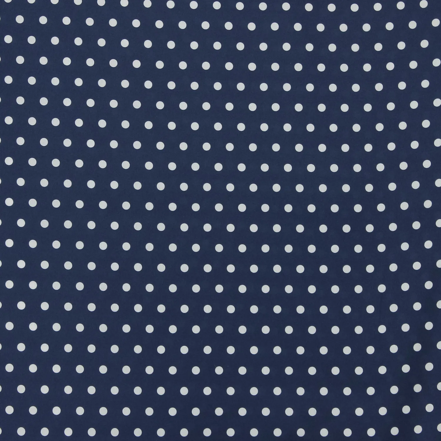 Gesatineerde rekbare polyester blauw met witte stippen