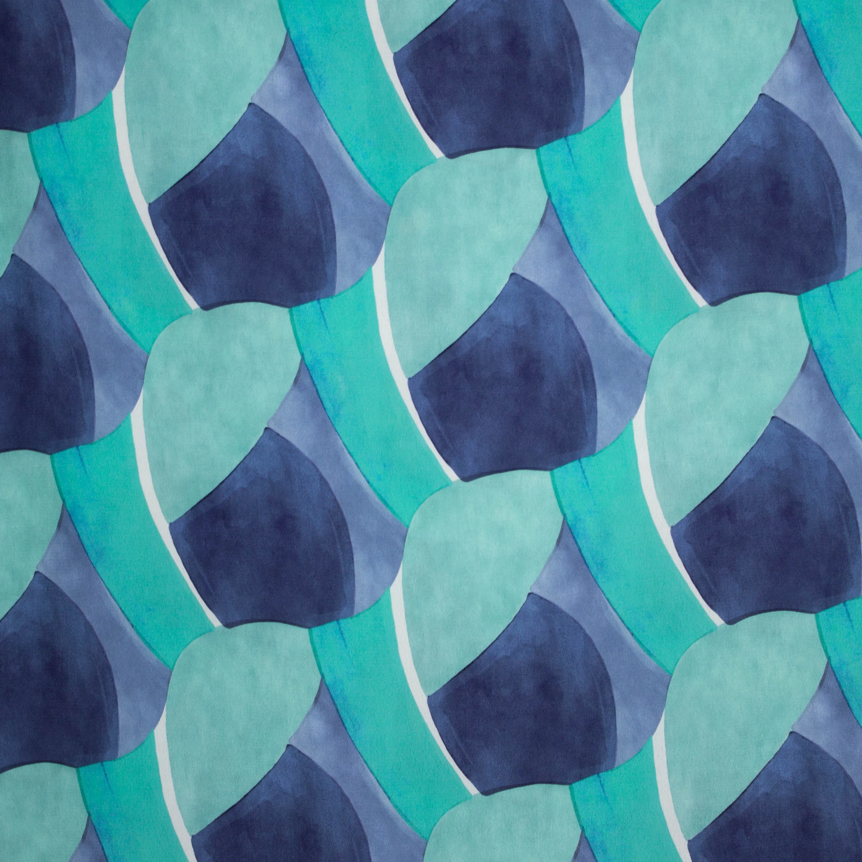 Viscose crêpe met blauwe print - Alta Moda