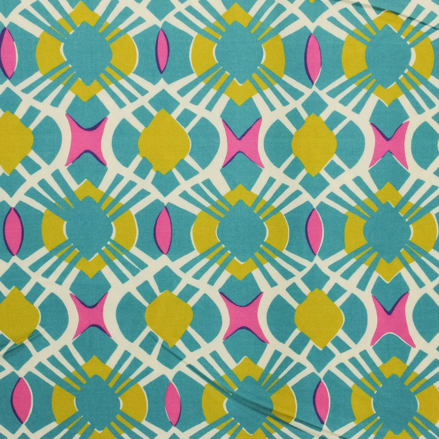 Viscose ecru met turquoise patroon - Burda