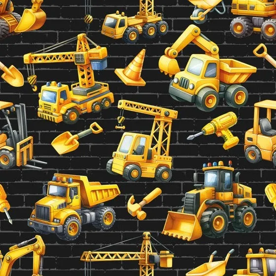 French terry 'Under Construction' zwart