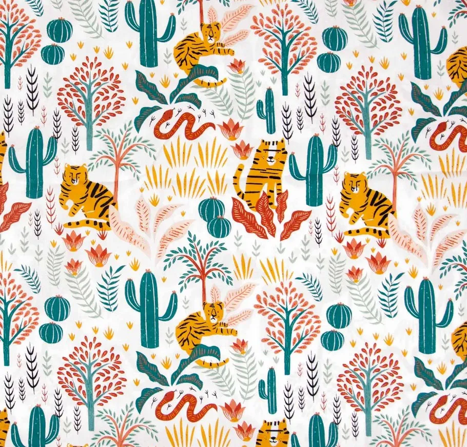 Katoen wit met tropische figuren - Katia Fabrics