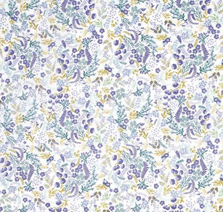 Katoen wit met lavendel bloemen - Katia Fabrics