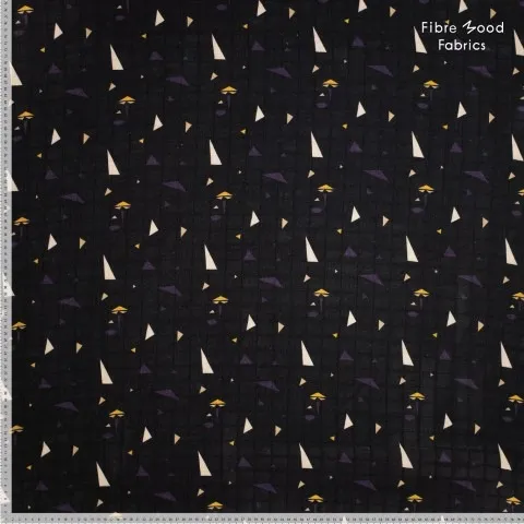 Katoen mousseline zwart met geometrische figuren - Fibre Mood