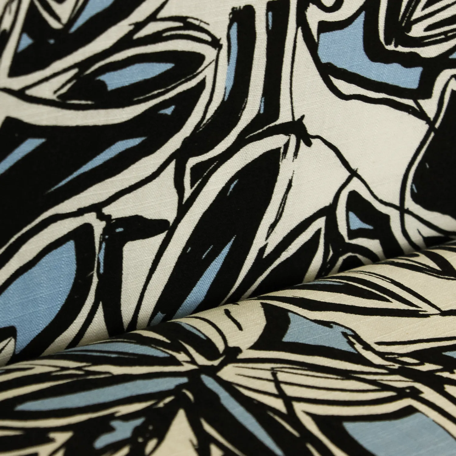 Viscose linnen met blauw/zwart patroon - Knipmode