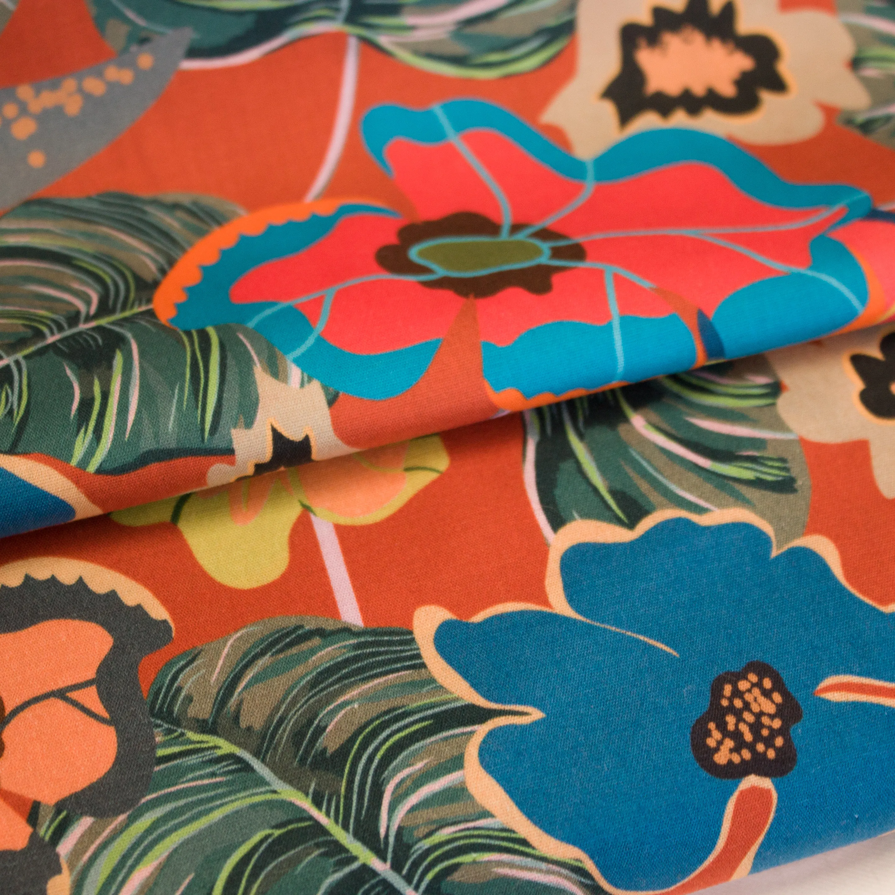Oranje Polyester met Bloemen - La Maison Victor