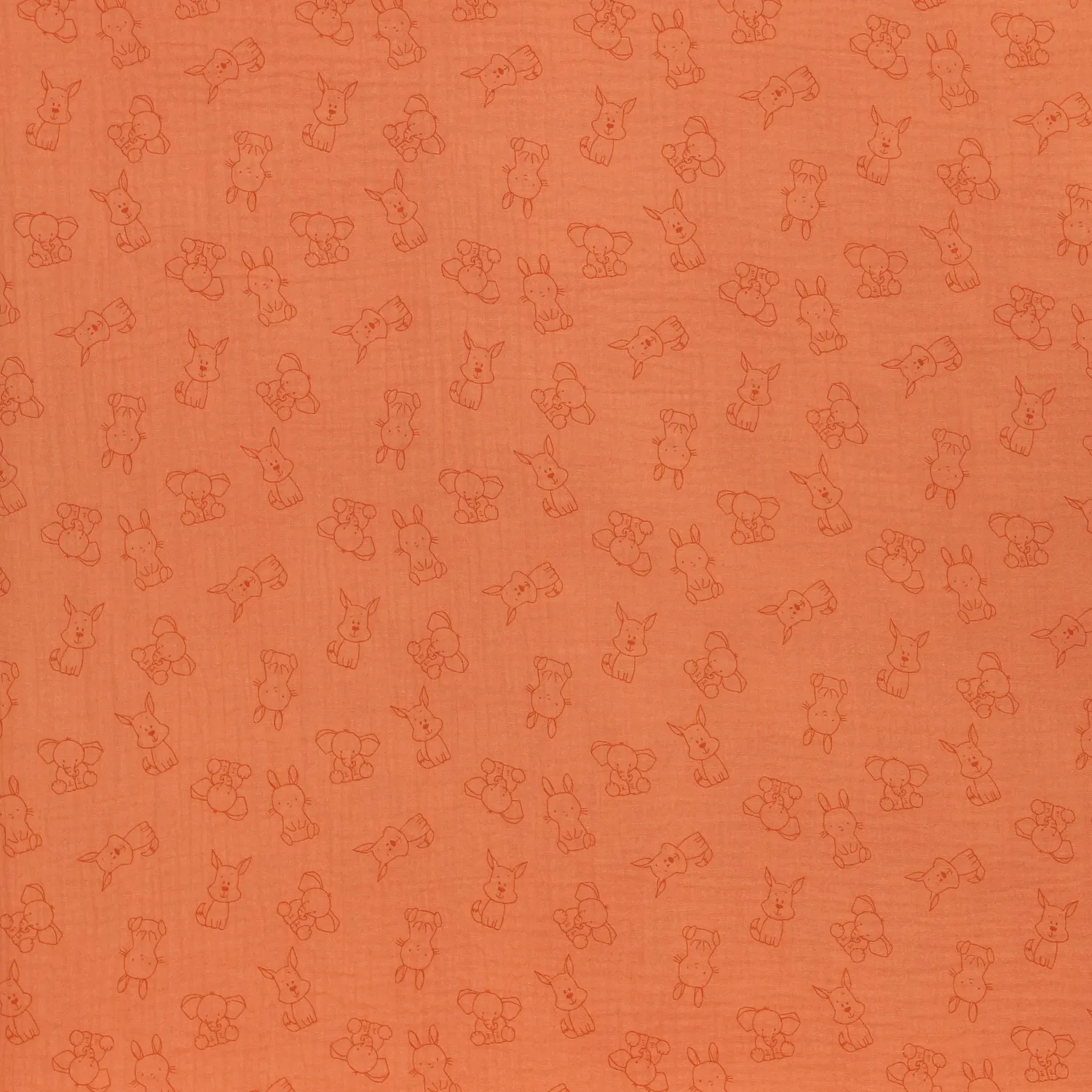 Double gauze oranje met dieren