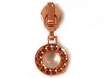 Ritstrekker met ring in rupsband deco - 6,5 mm metaal rosé goud