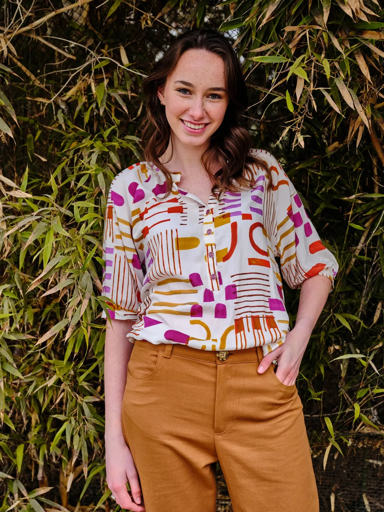 Viscose met abstracte print - Atelier Jupe