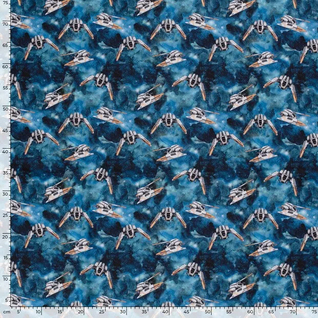 Softshell blauw met ruimteschepen