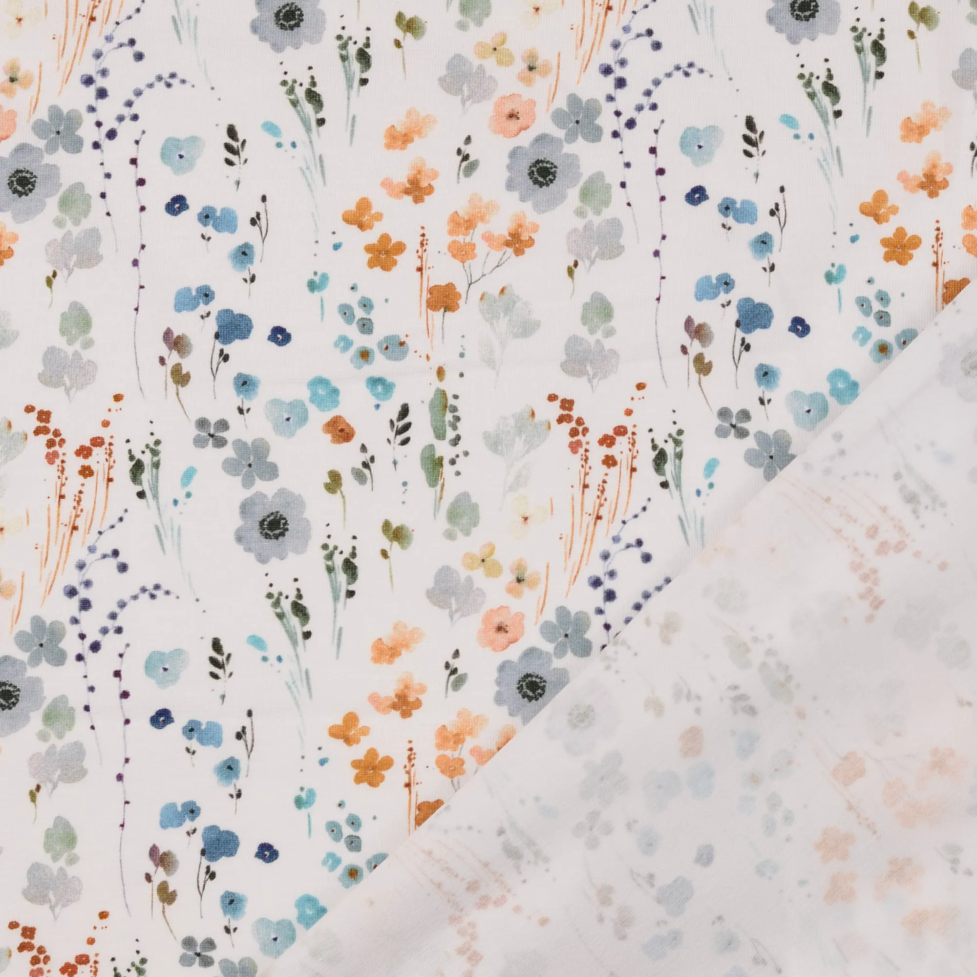 Tricot wit met bloemen