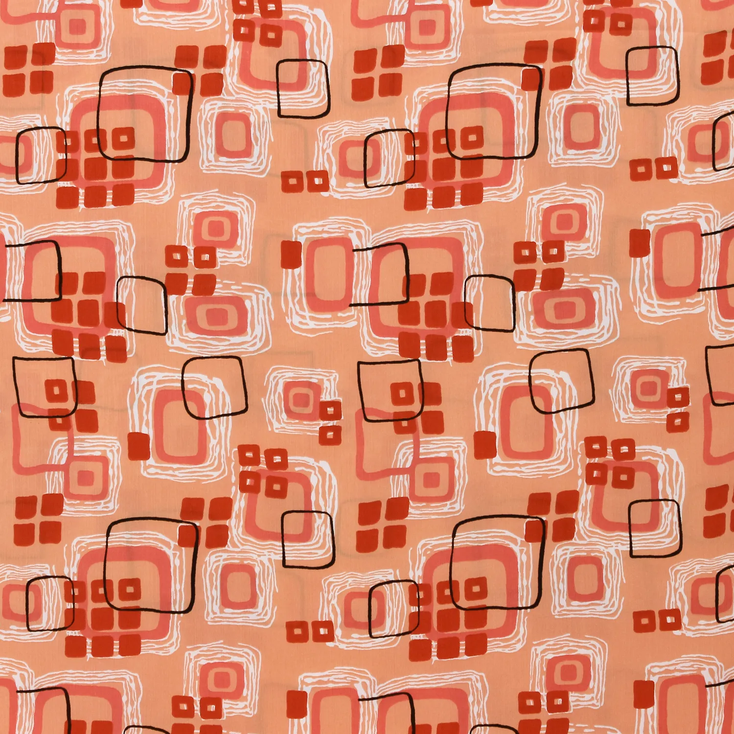Plissé abrikoos/zalmroze met abstracte print