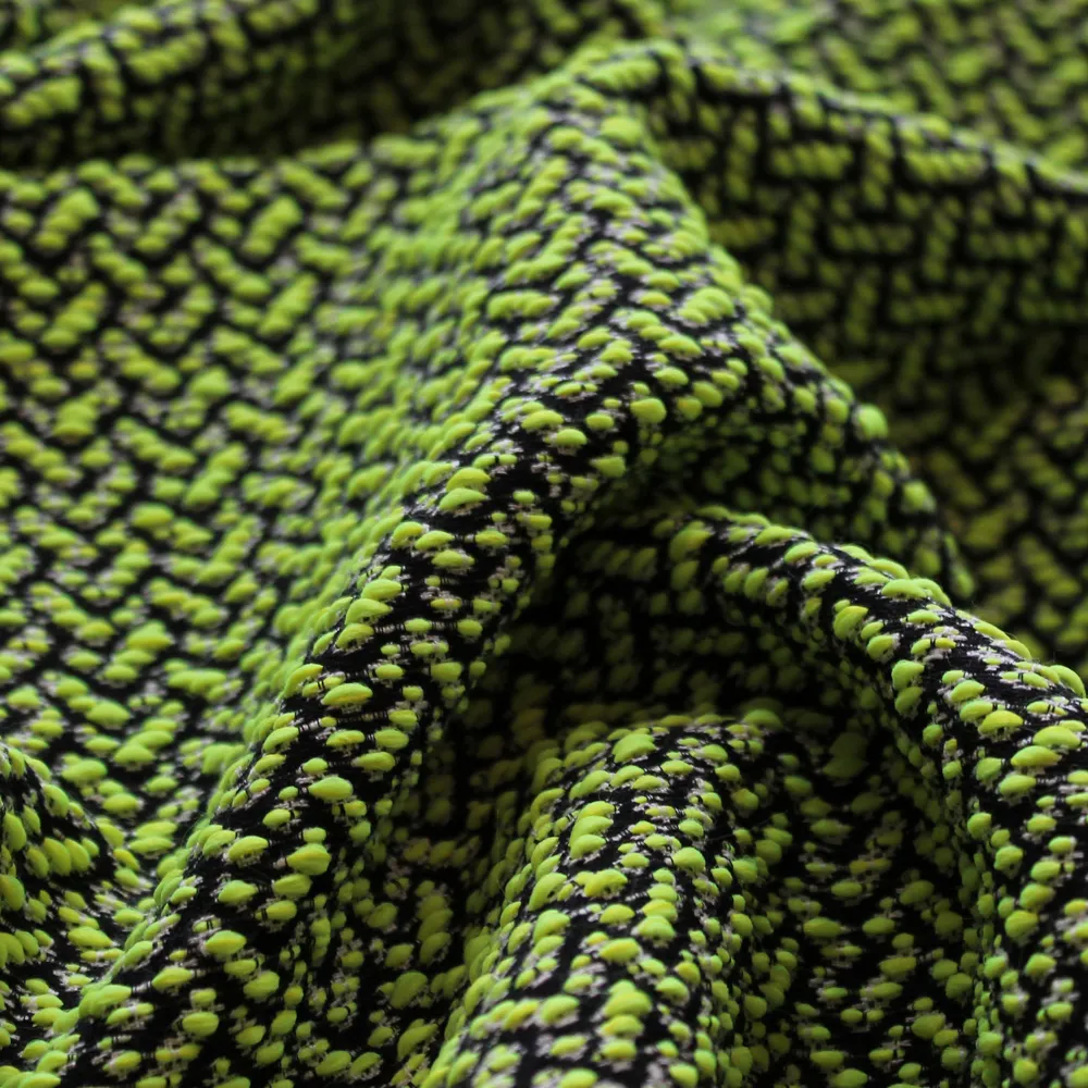 Chanelstof double face groen met streepjes - Lorré