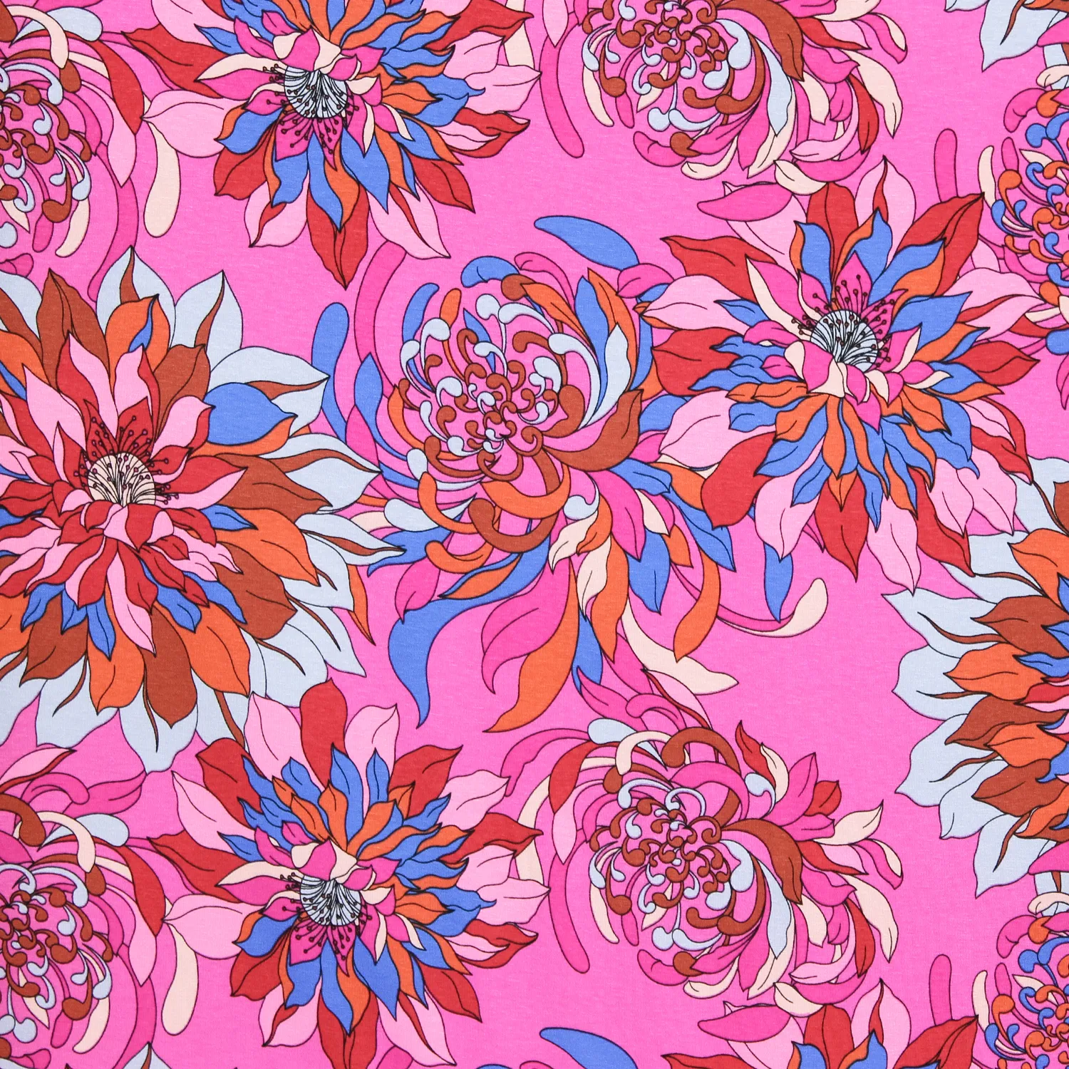 Tricot fuchsia met bloemen