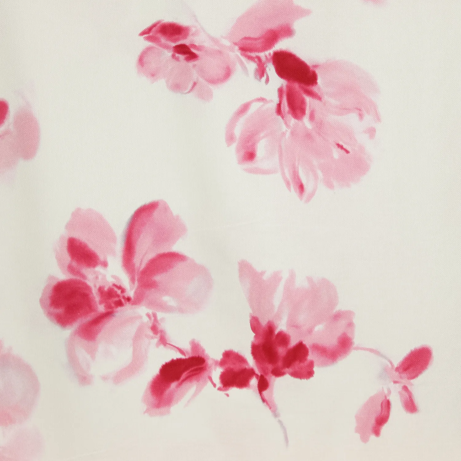 Katoen wit met roze bloemen