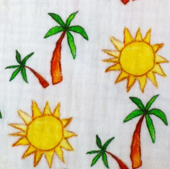 Tetra wit met zonnen en palmbomen